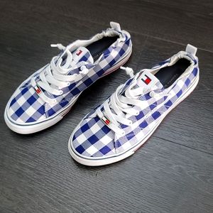 Tommy Hilfiger shoes, blue and white plaid
